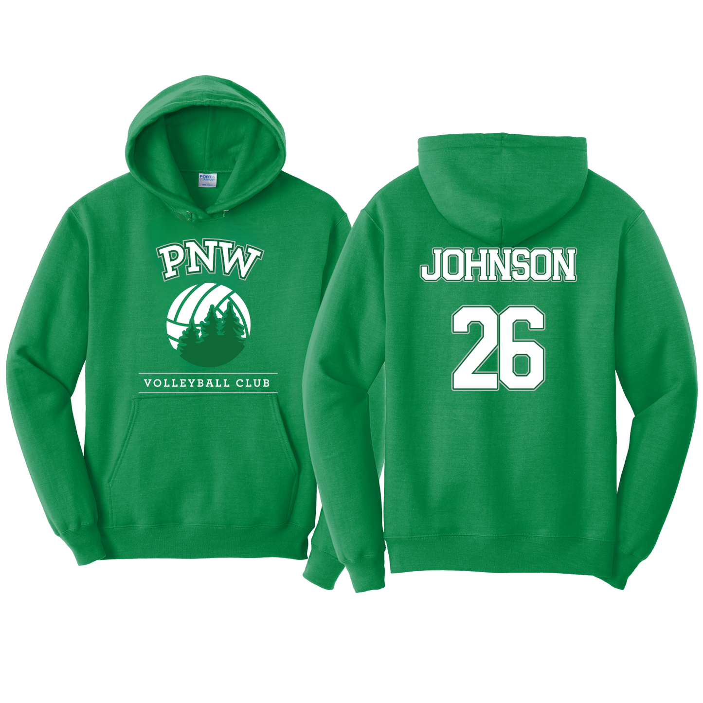 PNW Volleyball - Custom Fan Gear Hoodie - Kelly Green - Unisex Fleece Hoodie