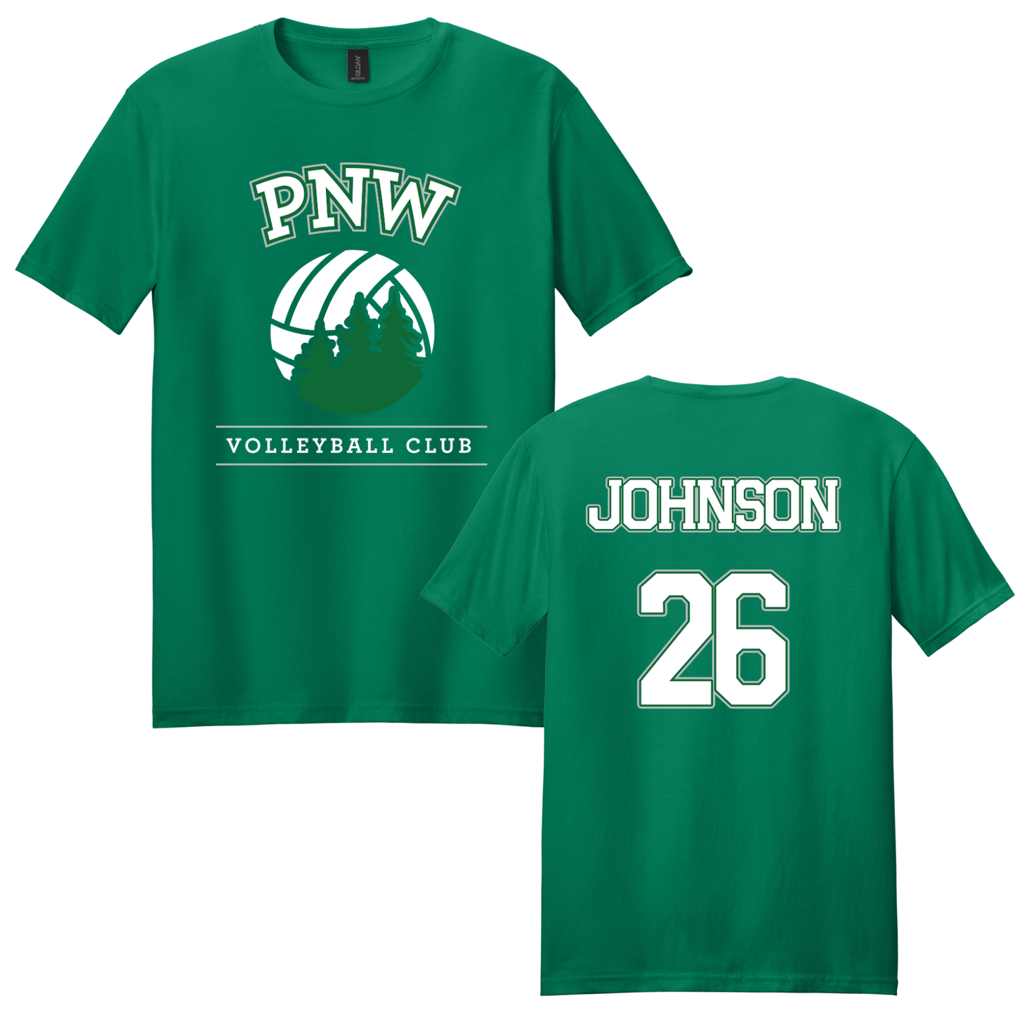 PNW Volleyball - Custom Fan Gear Tee - Kelly Green Softstyle Tee