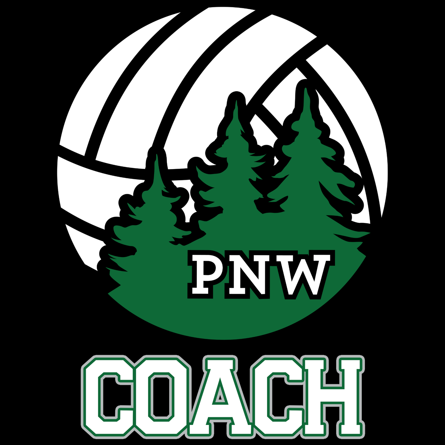 PNW Volleyball - Custom Coaches Unisex Sponge Fleece Full-Zip Hoodie - Front & Back  Printed - Black Logo 1