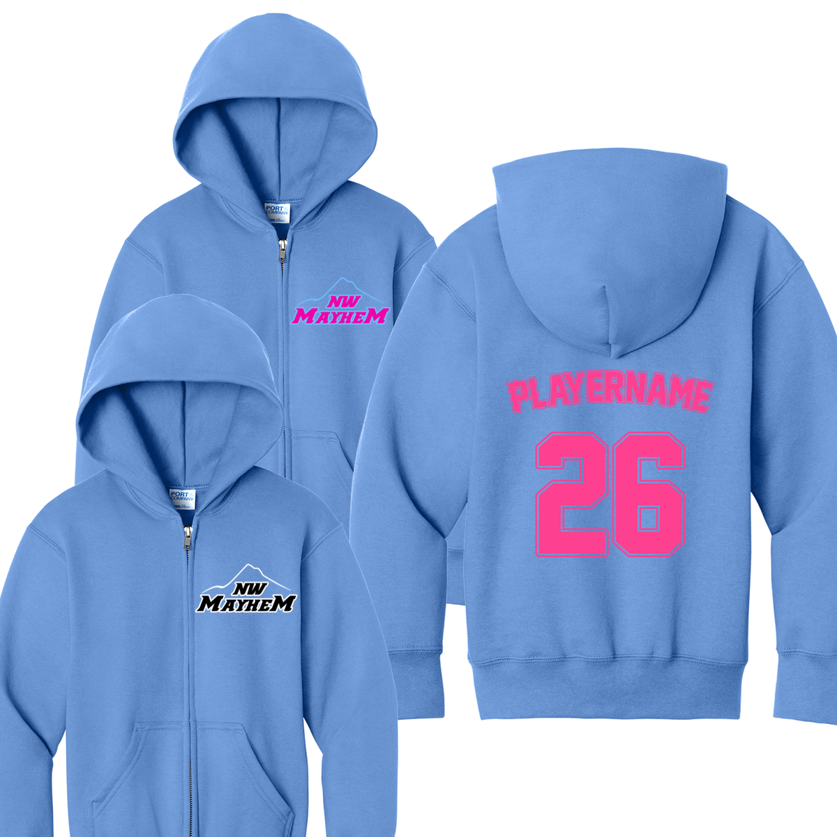 NW Mayhem - Youth Core Fleece Full-Zip Hooded Sweatshirt