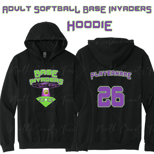 Ridgefield Adult Softball - Base Invaders - Softstyle Hoodie