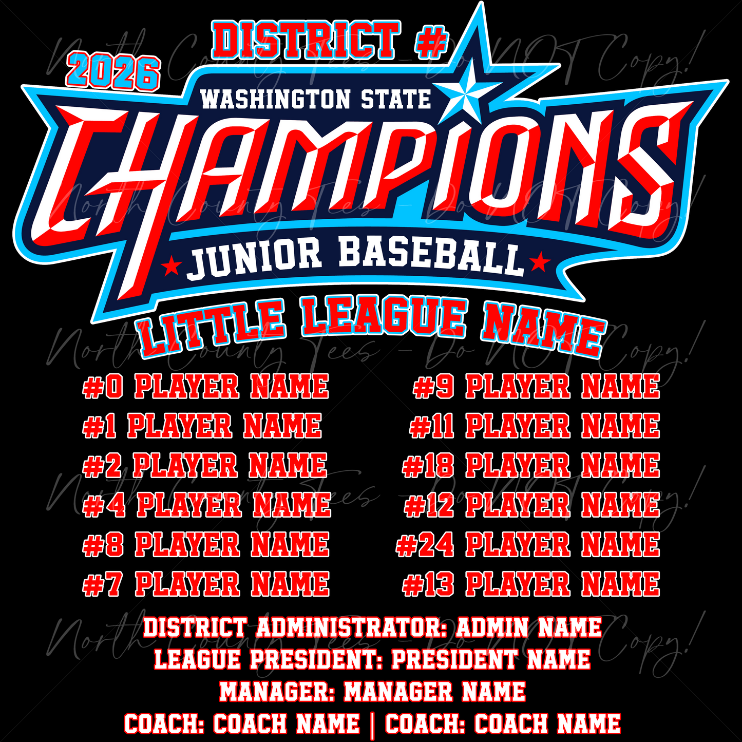 2026 Washington State Junior Baseball CHAMPIONS Core Blend Hoodie