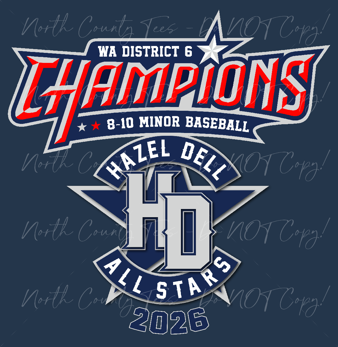 2026 Hazel Dell LL 8-10 Minor Baseball District 6 Champions Core Hoodie