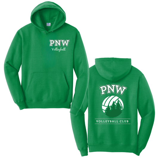 PNW Volleyball Fan Gear - Core Fleece Hoodie - Front & Back Printed - White or Kelly Green