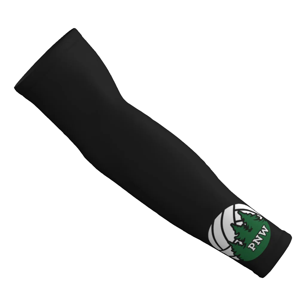 PNW Volleyball - Compression Arm Sleeves (1 Pair) - Black with PNW Logo Sublimated Printed