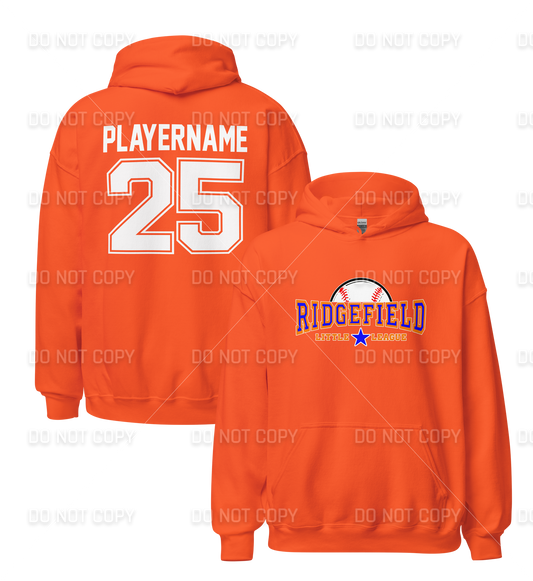 Ridgefield Little League Customizable Classic Baseball Fan Gear - Hoodie
