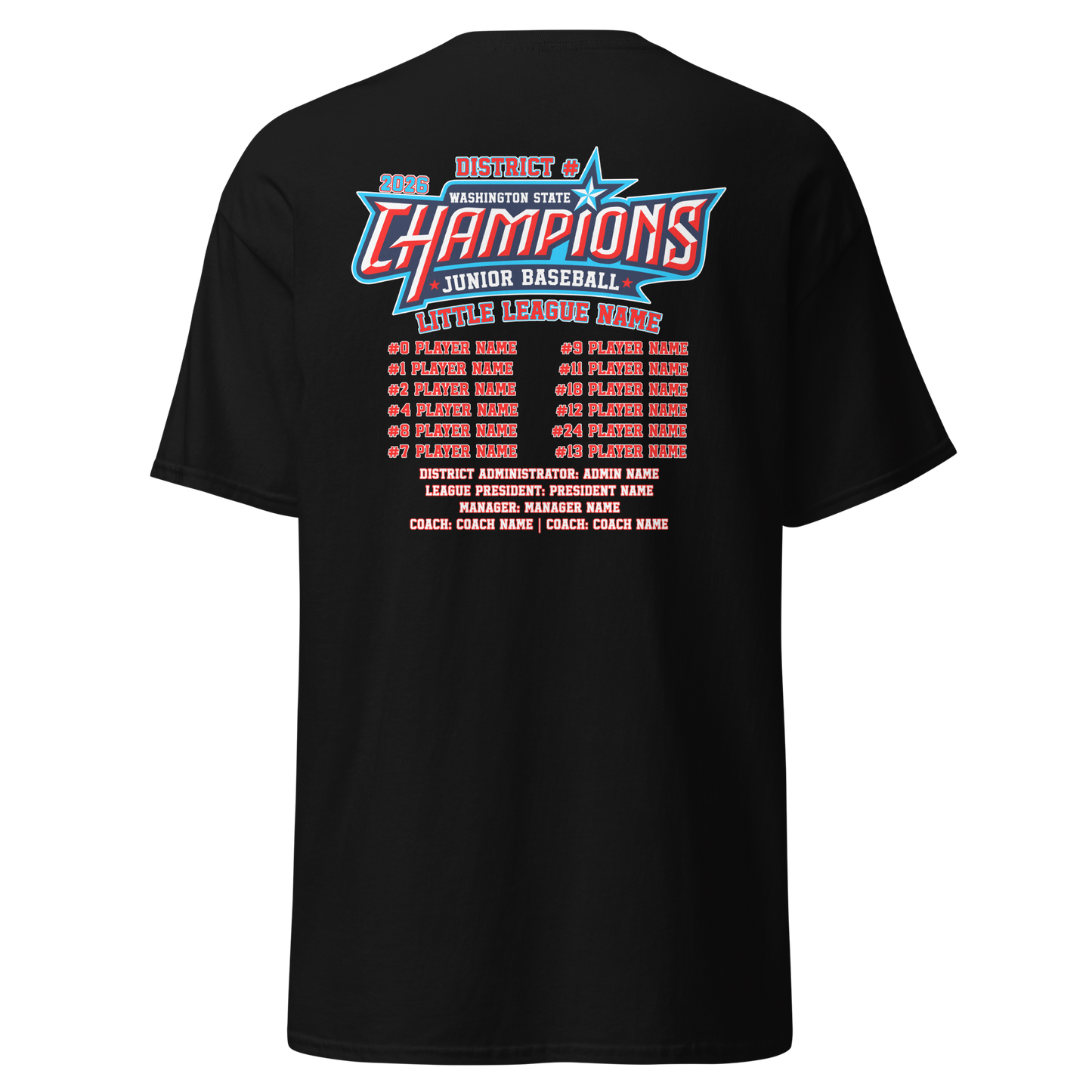 2026 Washington State Junior Baseball CHAMPIONS Core Cotton Tee