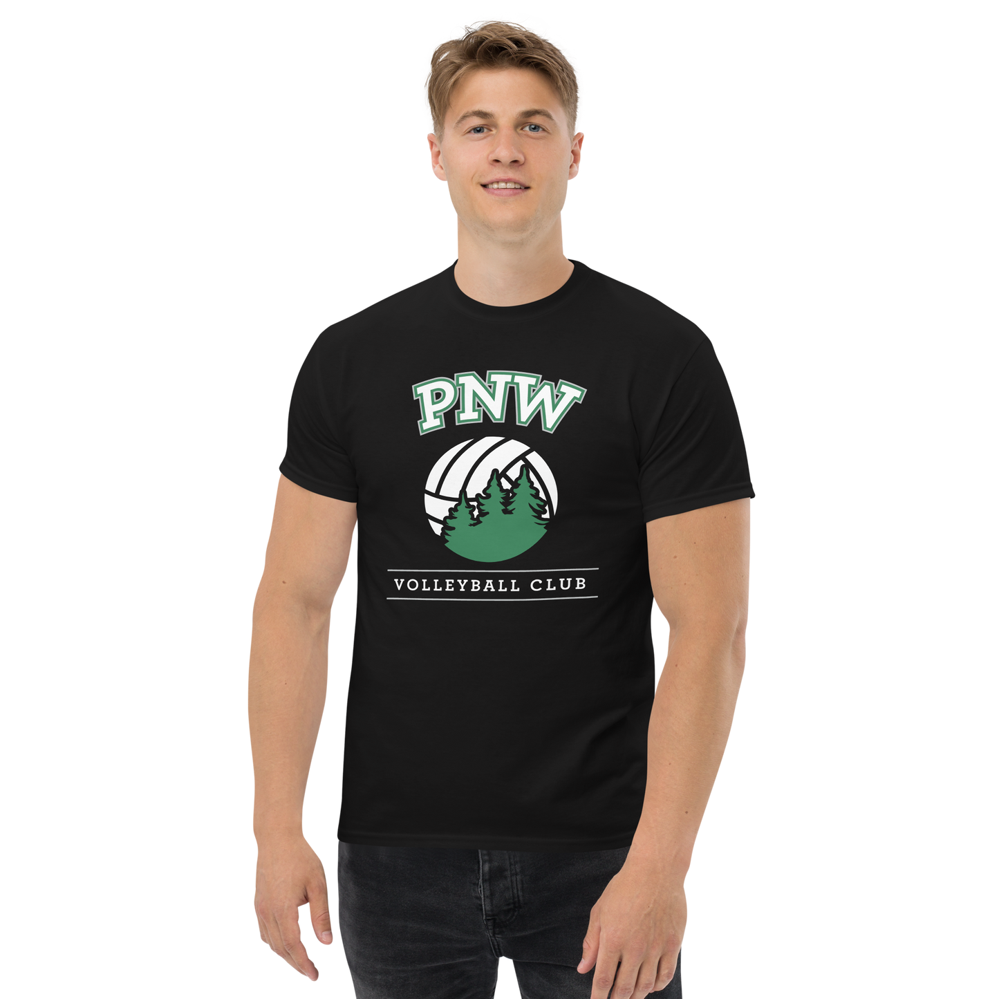 PNW Volleyball - Coaches Custom Gear Tee - Black - Midweight Softstyle Tee Logo 1