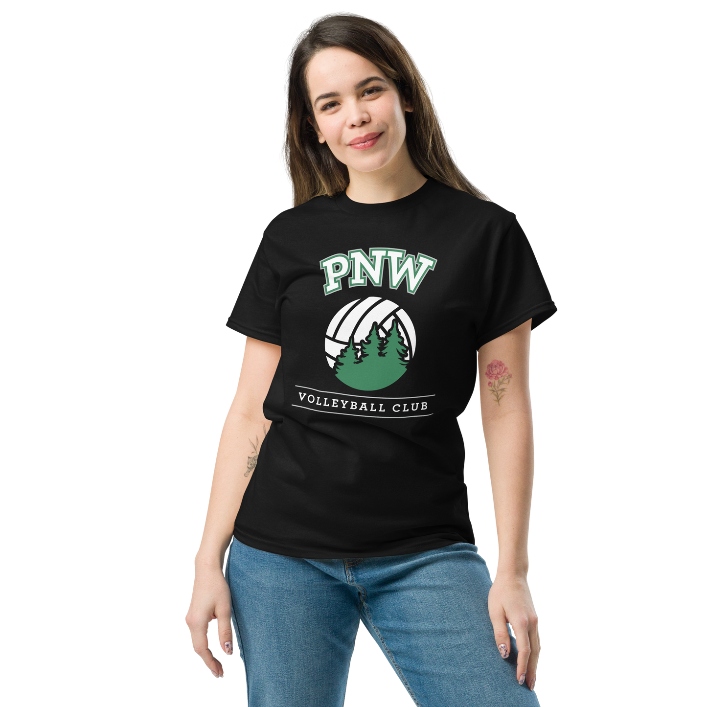 PNW Volleyball - Coaches Custom Gear Tee - Black - Midweight Softstyle Tee Logo 1