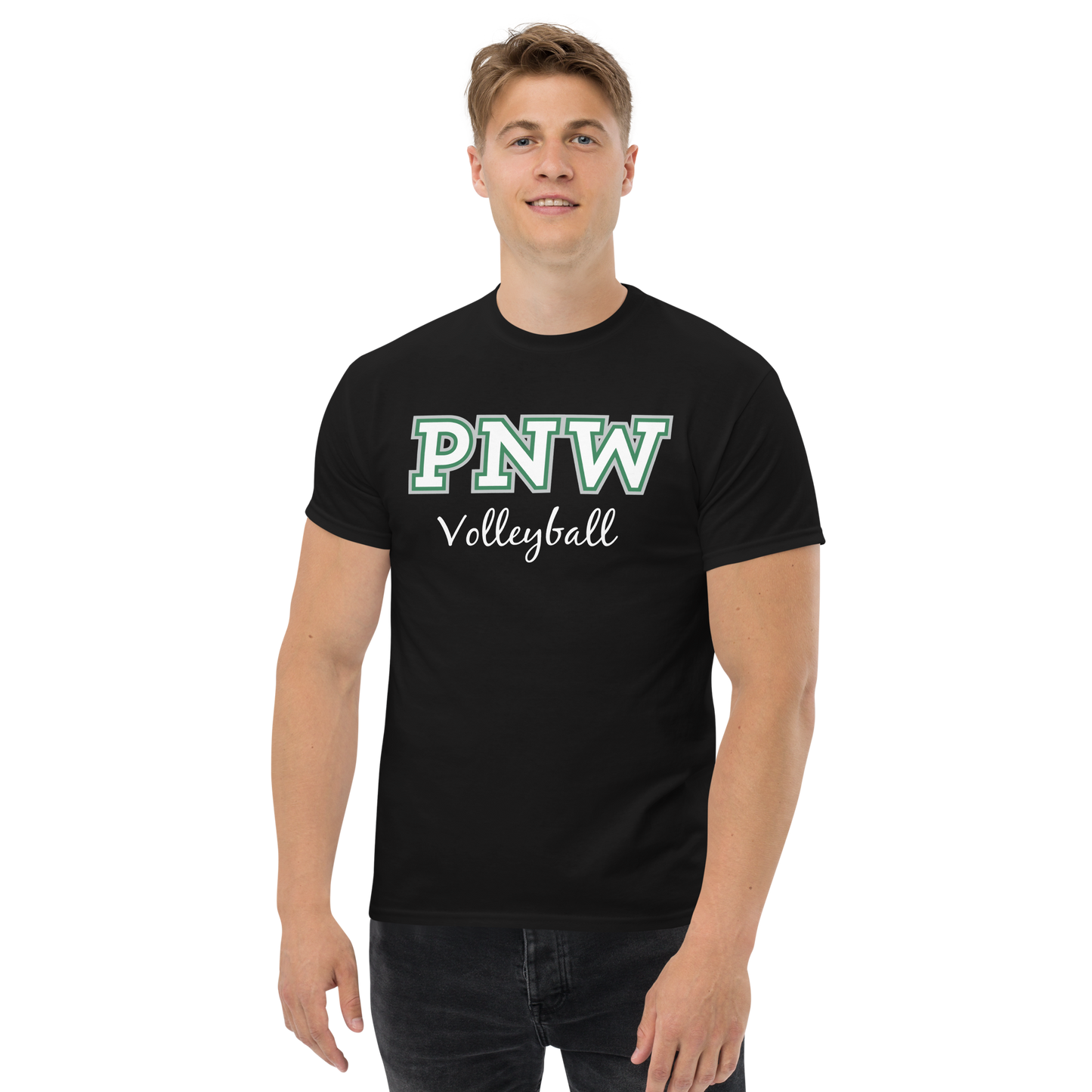 PNW Volleyball - Coaches Custom Gear Tee - Black - Midweight Softstyle Tee Logo 2