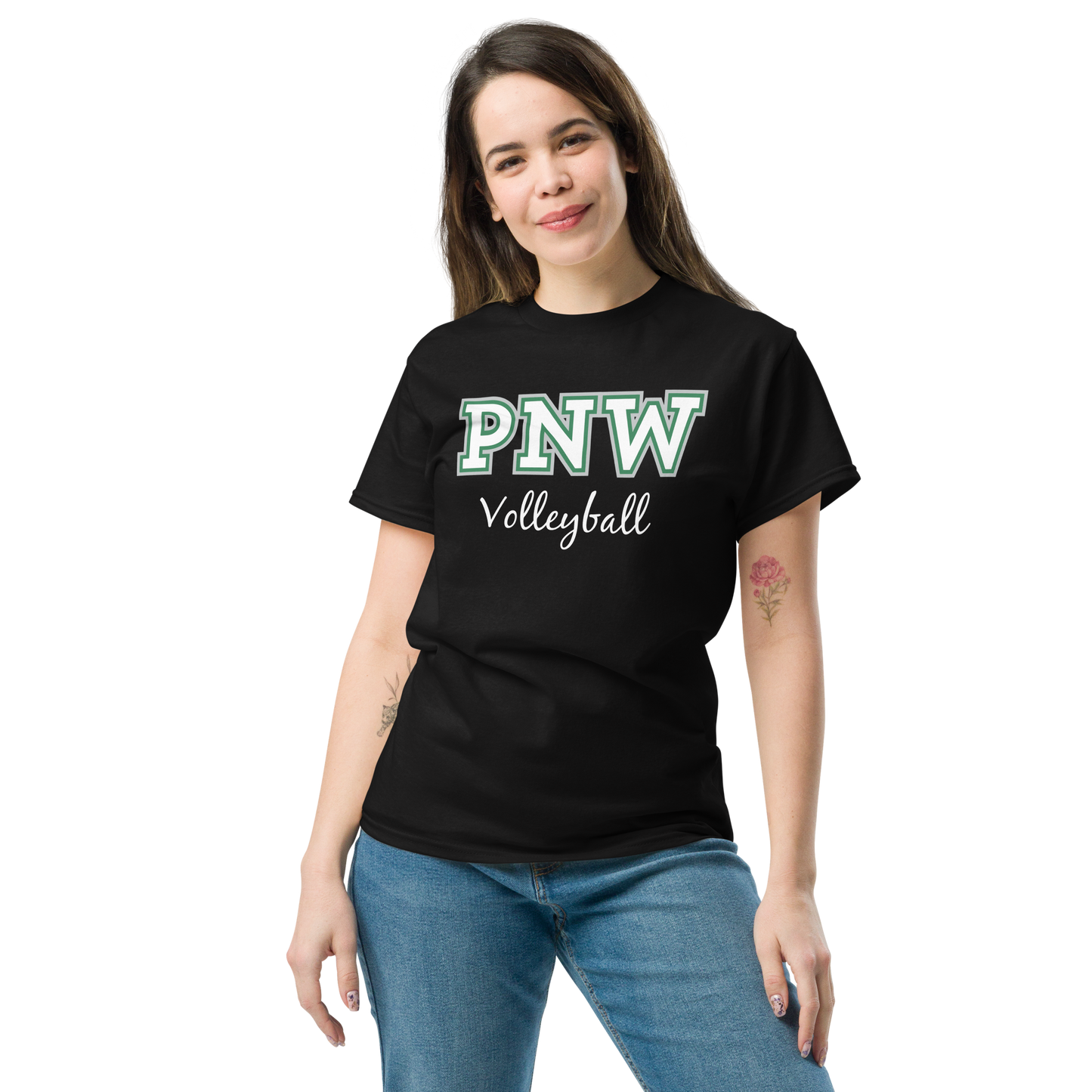 PNW Volleyball - Coaches Custom Gear Tee - Black - Midweight Softstyle Tee Logo 2