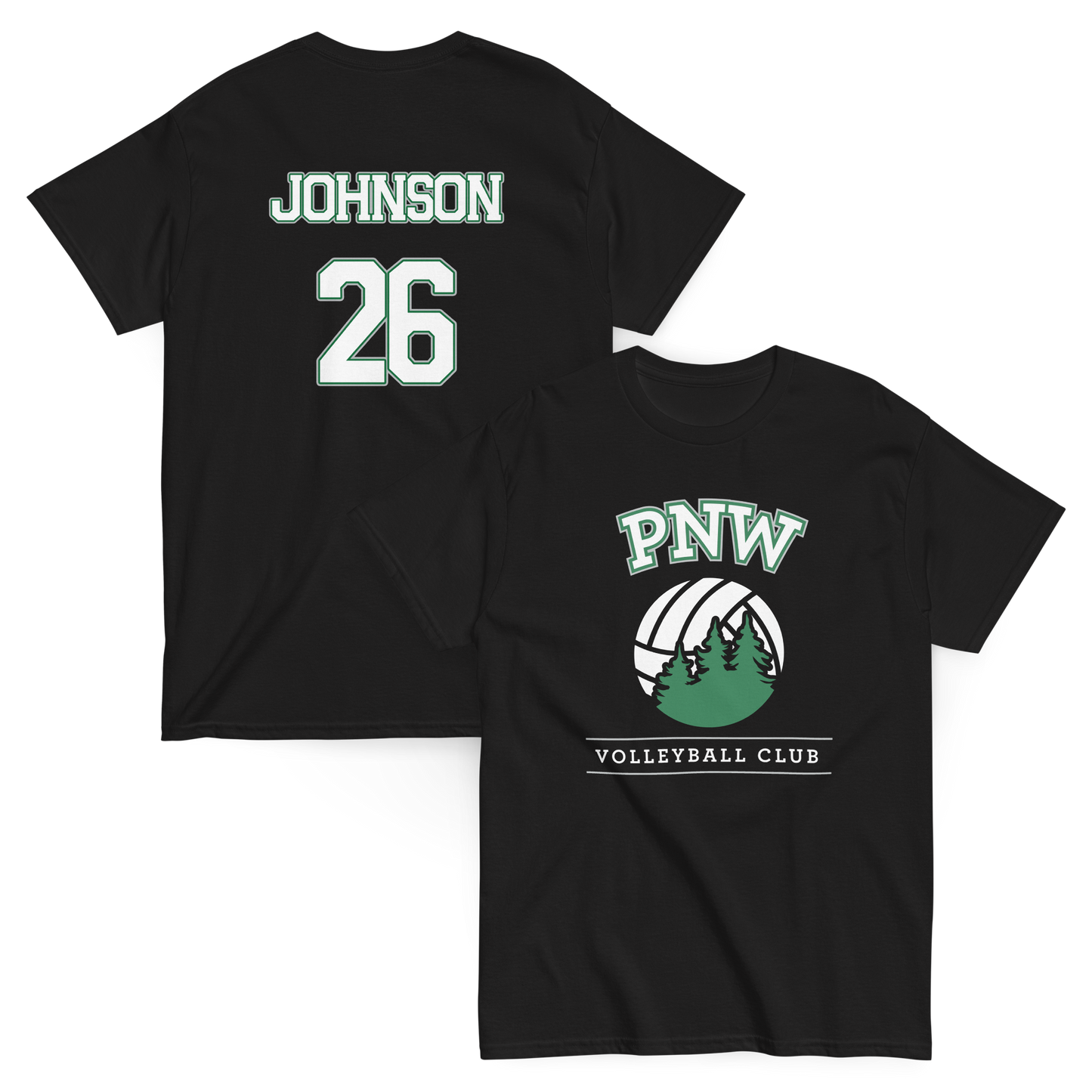 PNW Volleyball - Custom Fan Gear Tee - Black Midweight Softstyle Tee