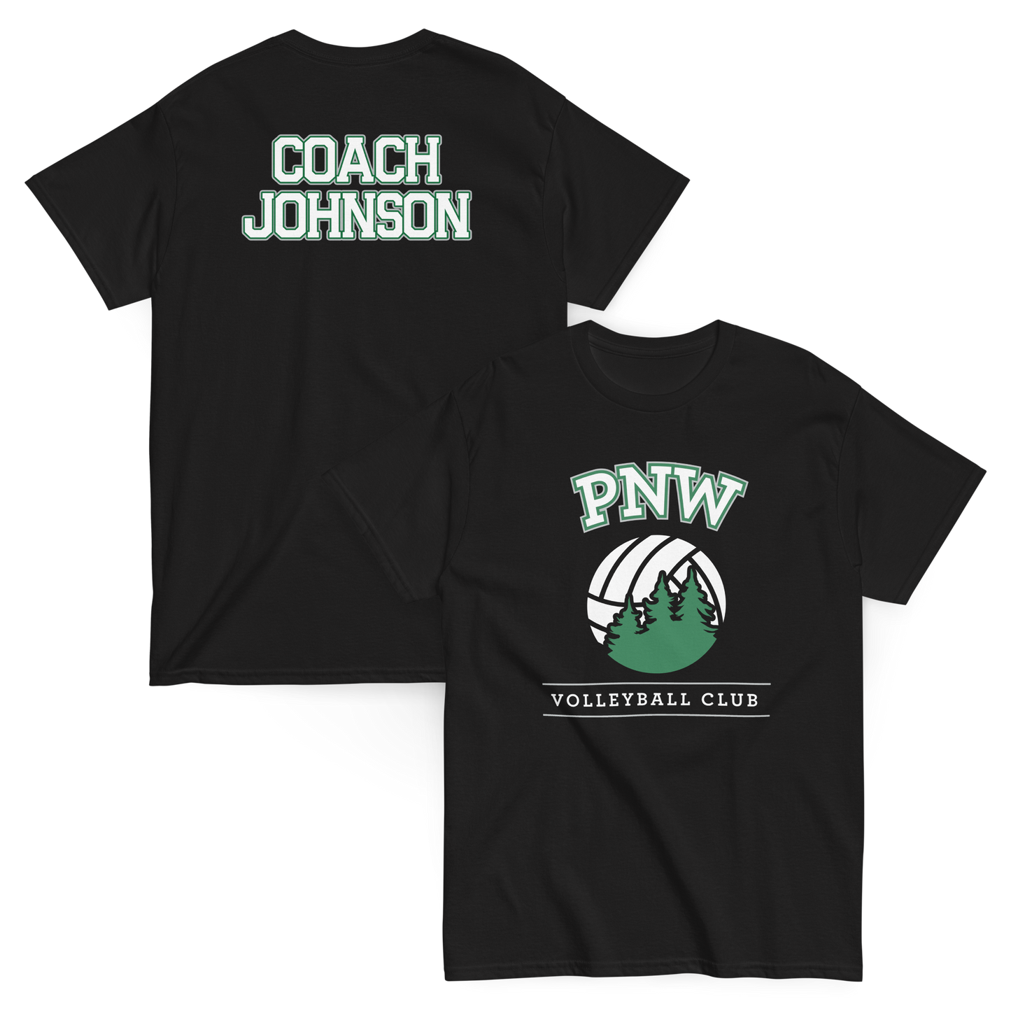 PNW Volleyball - Coaches Custom Gear Tee - Black - Midweight Softstyle Tee Logo 1