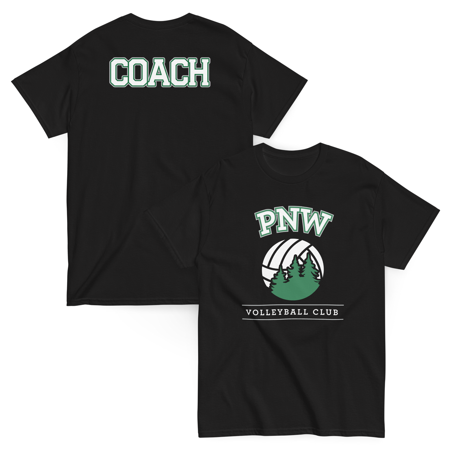 PNW Volleyball - Coaches Custom Gear Tee - Black - Midweight Softstyle Tee Logo 1