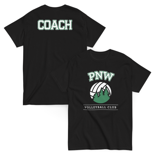 PNW Volleyball - Coaches Custom Gear Tee - Black - Midweight Softstyle Tee Logo 1