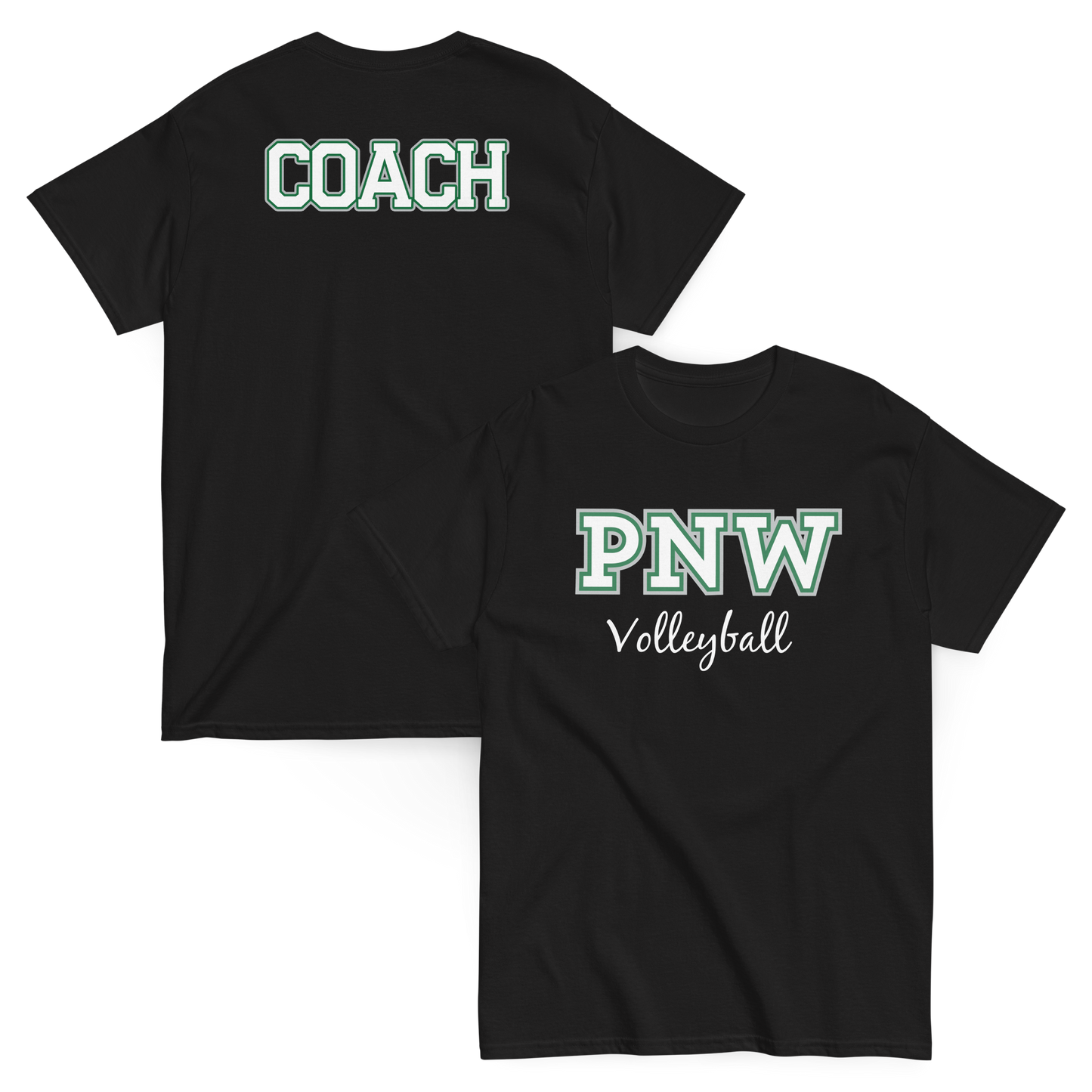 PNW Volleyball - Coaches Custom Gear Tee - Black - Midweight Softstyle Tee Logo 2