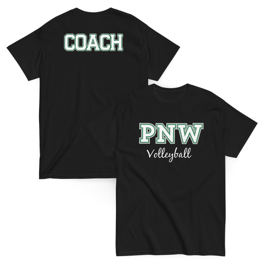 PNW Volleyball - Coaches Custom Gear Tee - Black - Midweight Softstyle Tee Logo 2