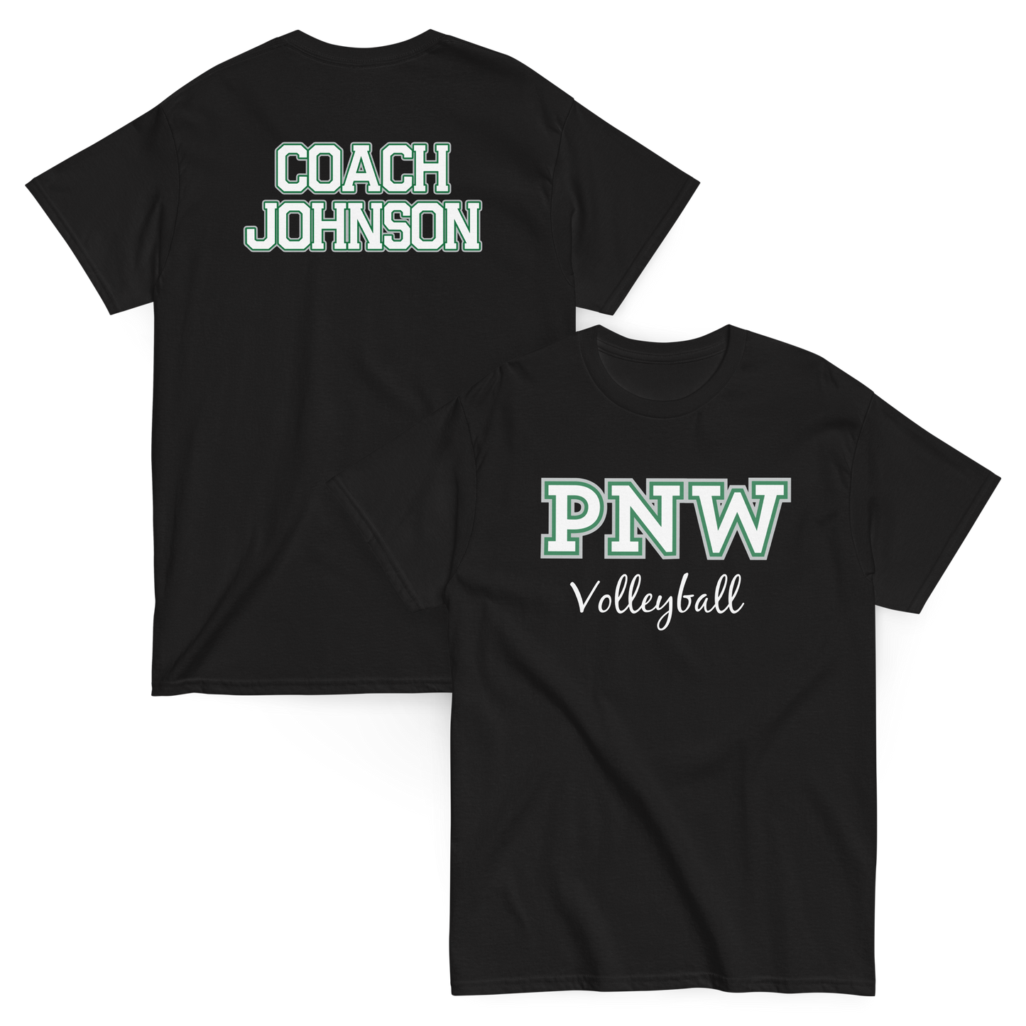 PNW Volleyball - Coaches Custom Gear Tee - Black - Midweight Softstyle Tee Logo 2