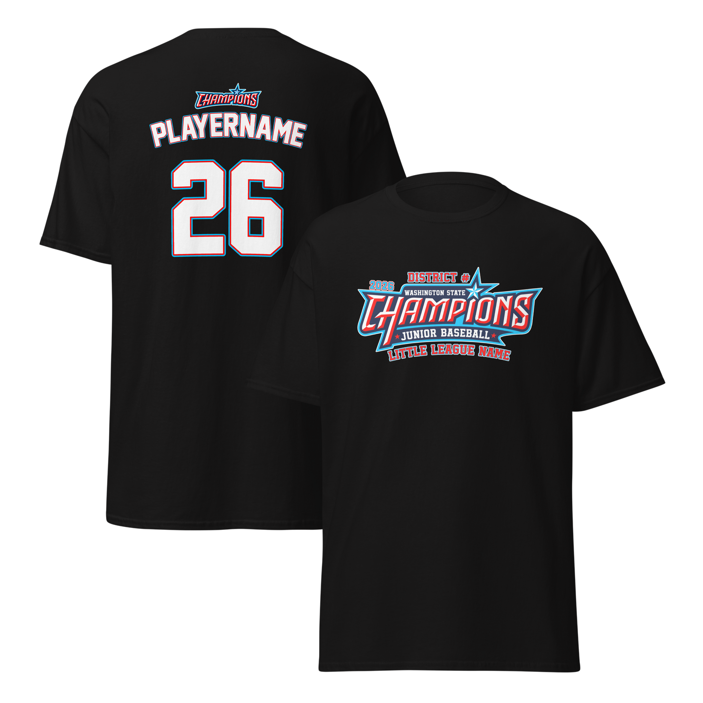 2026 Washington State Junior Baseball CHAMPIONS Core Cotton Tee