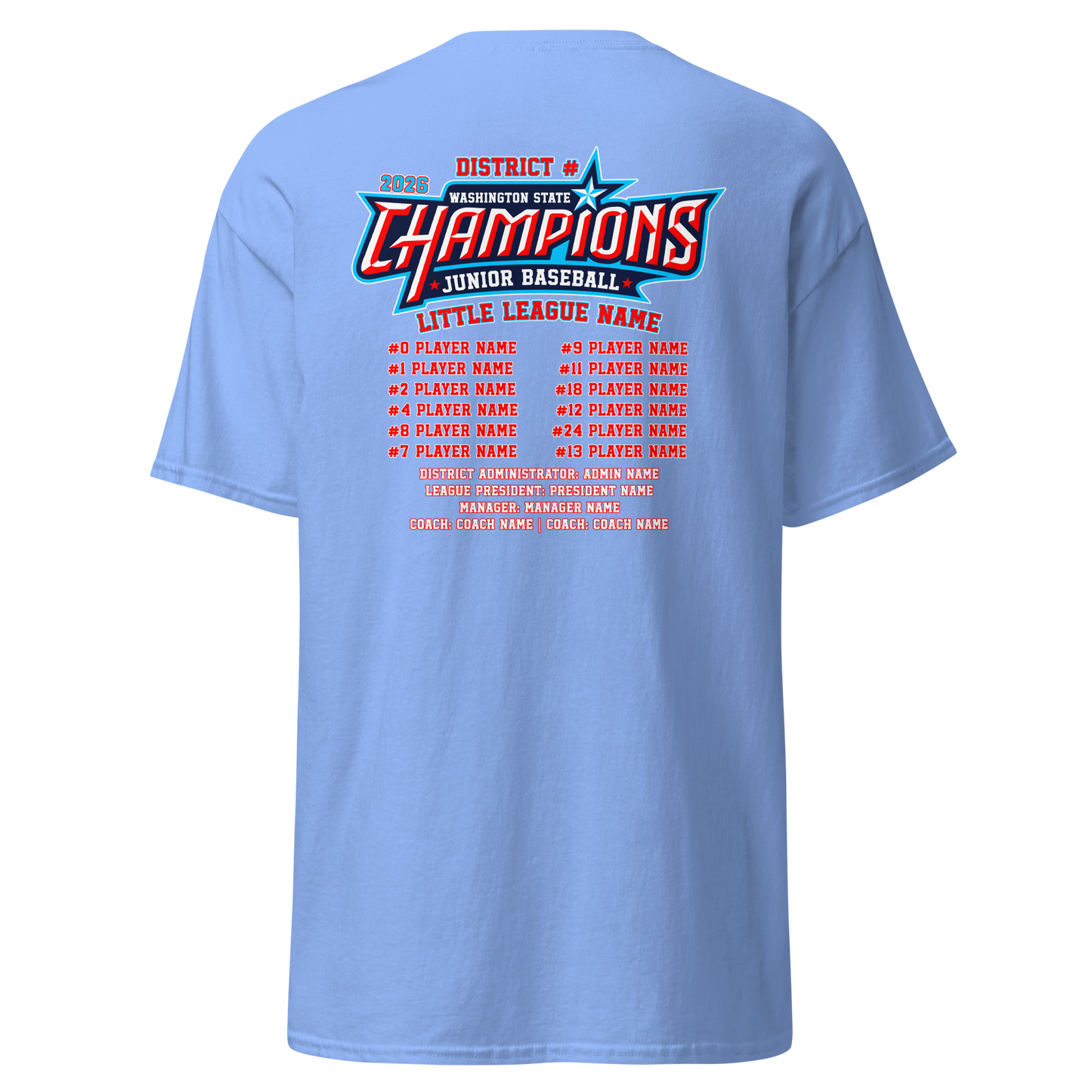 2026 Washington State Junior Baseball CHAMPIONS Core Cotton Tee