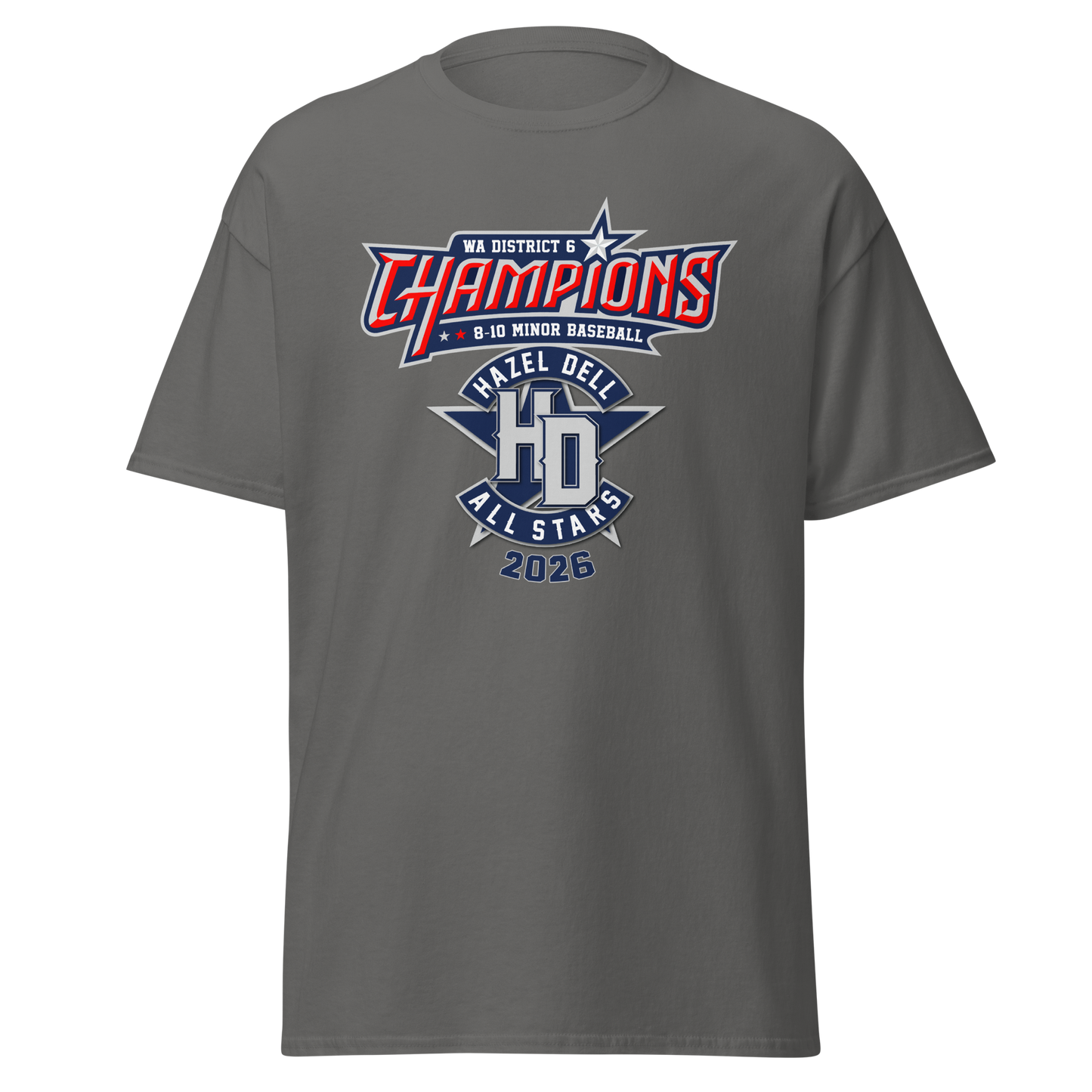2026 Hazel Dell LL 8-10 Minor Baseball District 6 Champions Cotton Tee