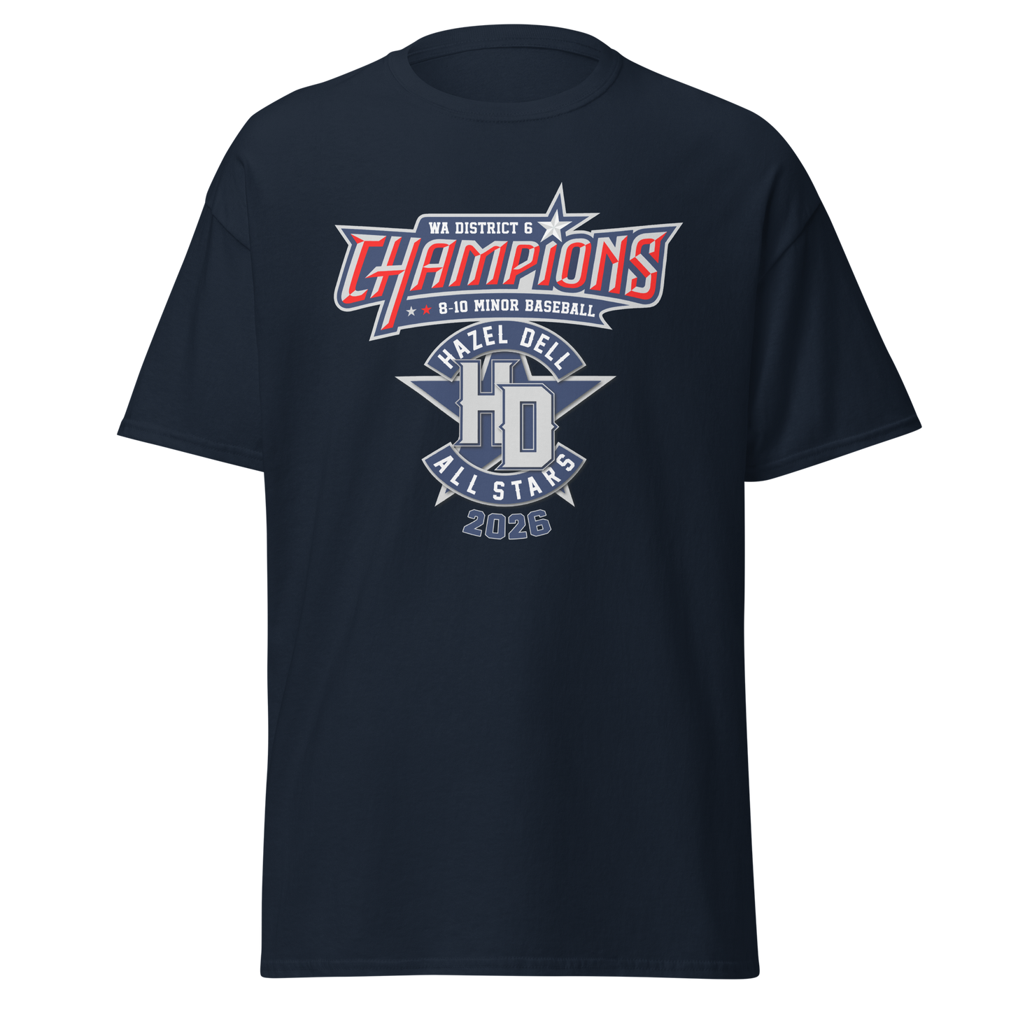 2026 Hazel Dell LL 8-10 Minor Baseball District 6 Champions Cotton Tee