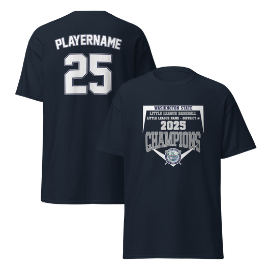 Champions Personalized Cotton Tee - Washington State Little League 2025 Tournament Tee