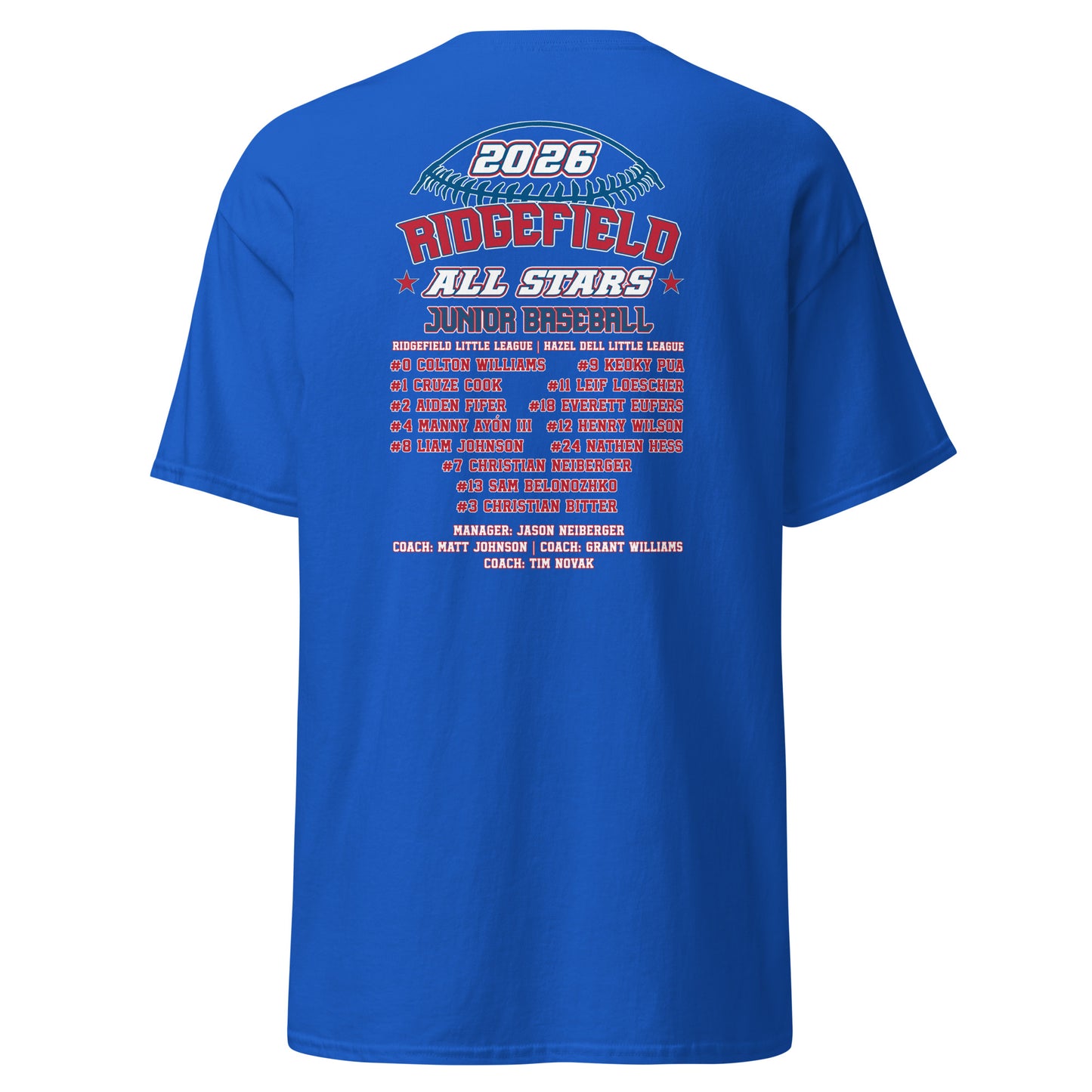 2026 Ridgefield Junior Baseball All-Stars Fan Gear Performance Blend Tee