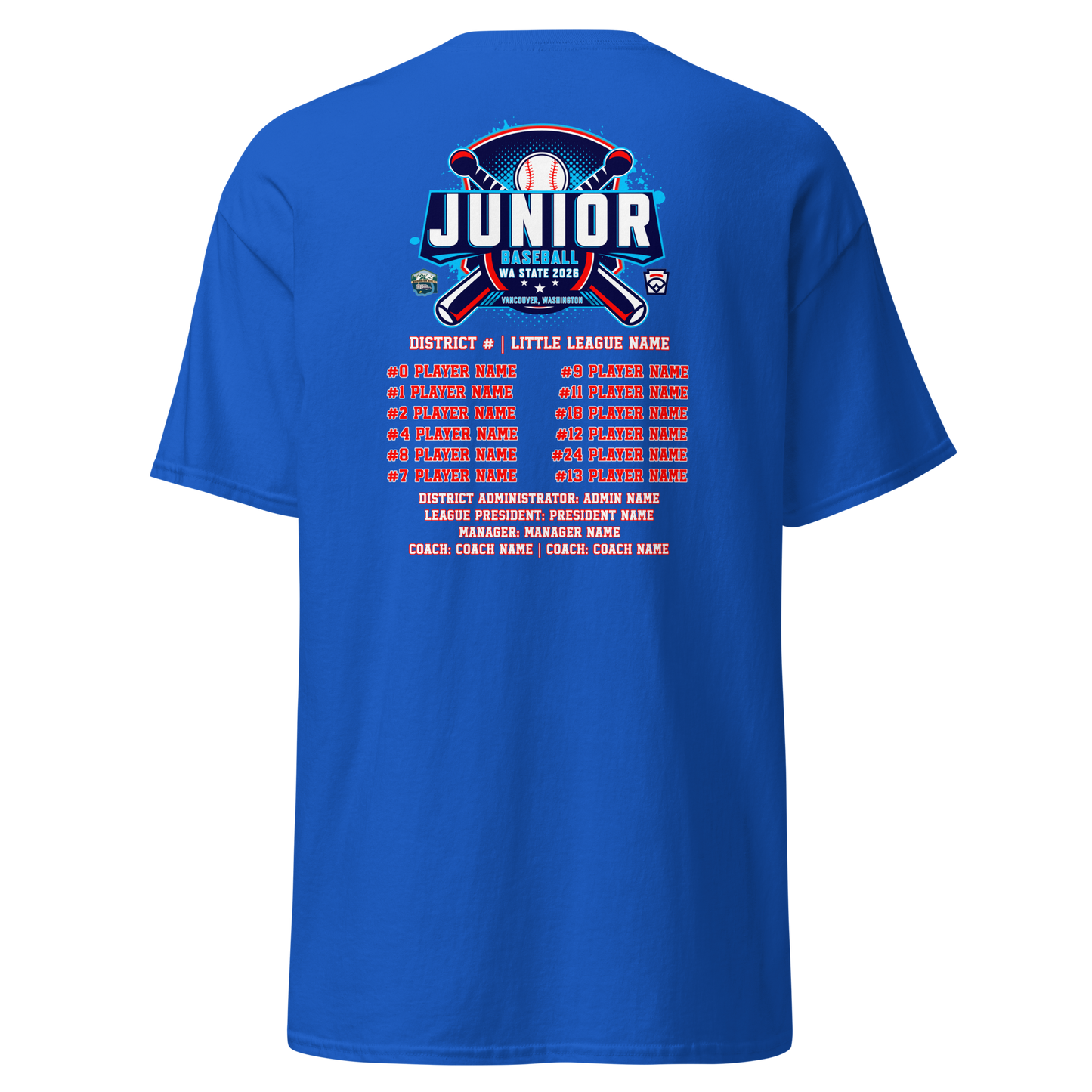 2026 Washington State Junior Baseball Tournament Cotton Tee