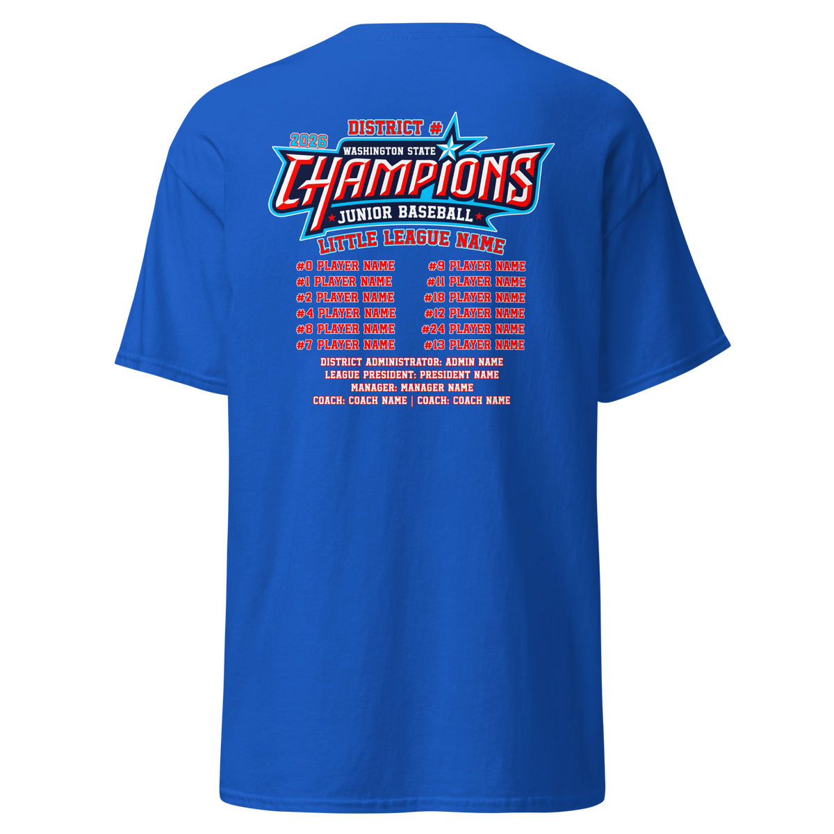 2026 Washington State Junior Baseball CHAMPIONS Core Cotton Tee