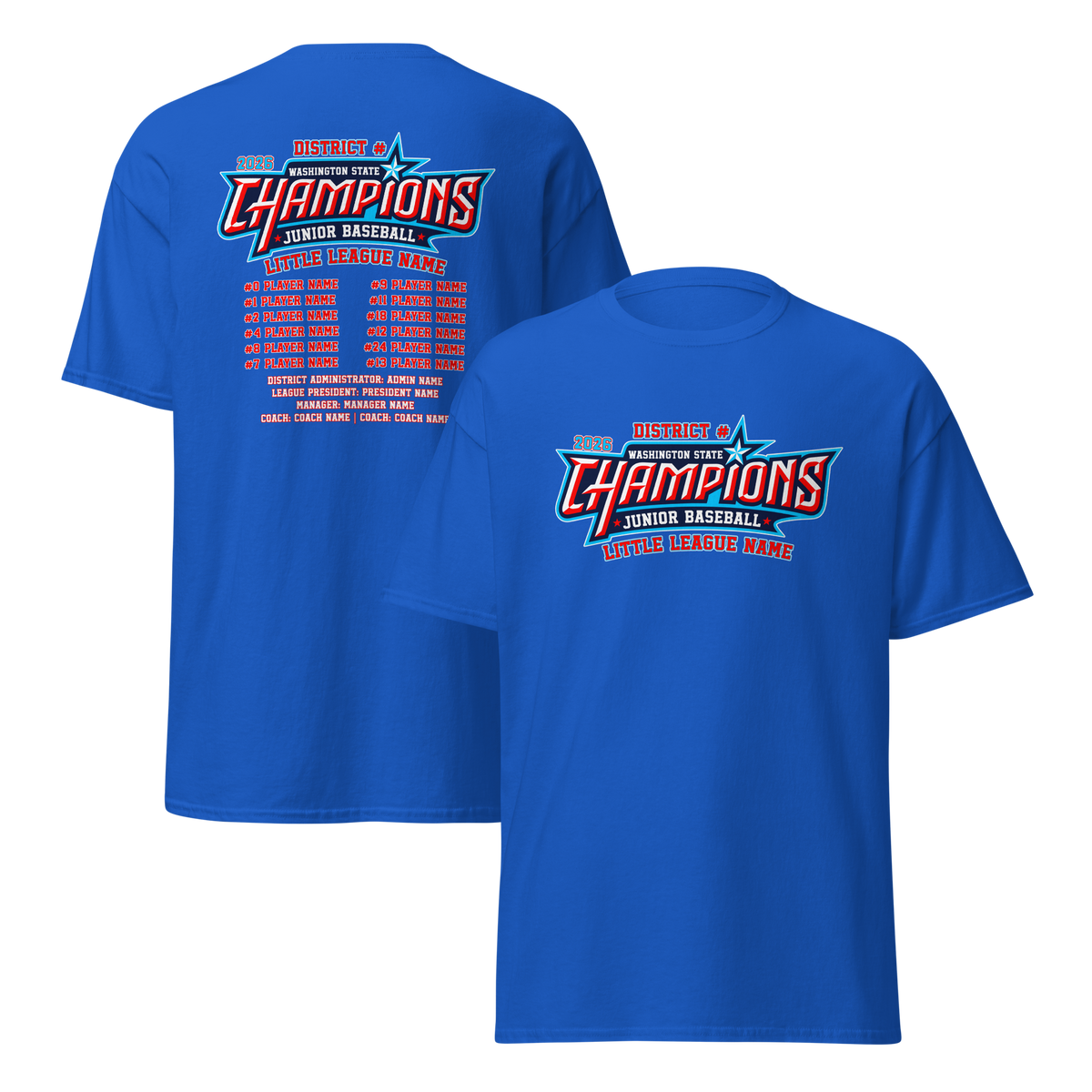 2026 Washington State Junior Baseball CHAMPIONS Core Cotton Tee