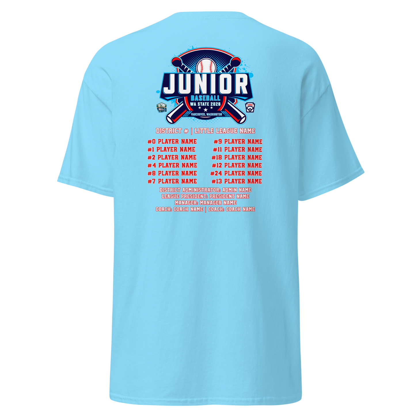 2026 Washington State Junior Baseball Tournament Cotton Tee