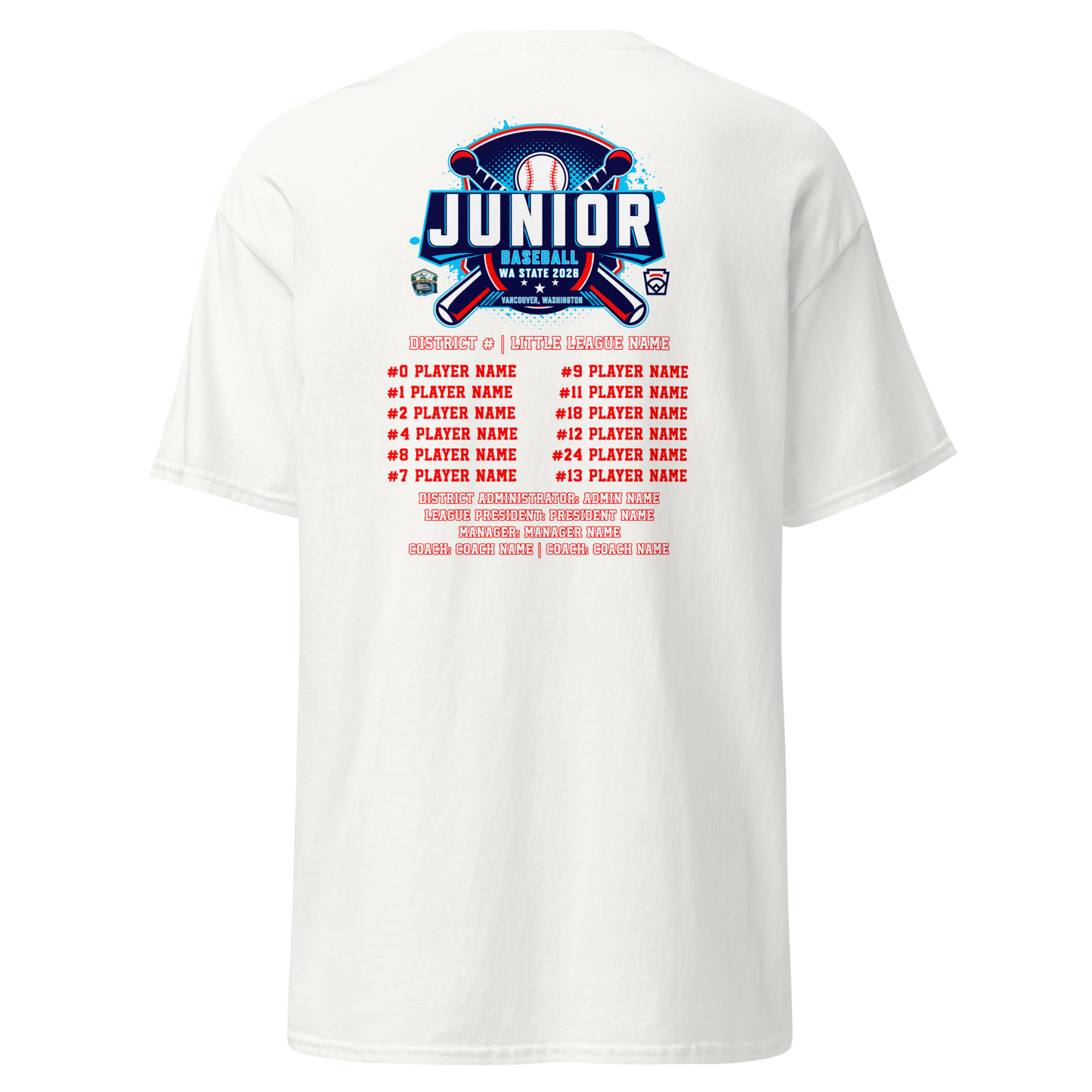 2026 Washington State Junior Baseball Tournament Cotton Tee