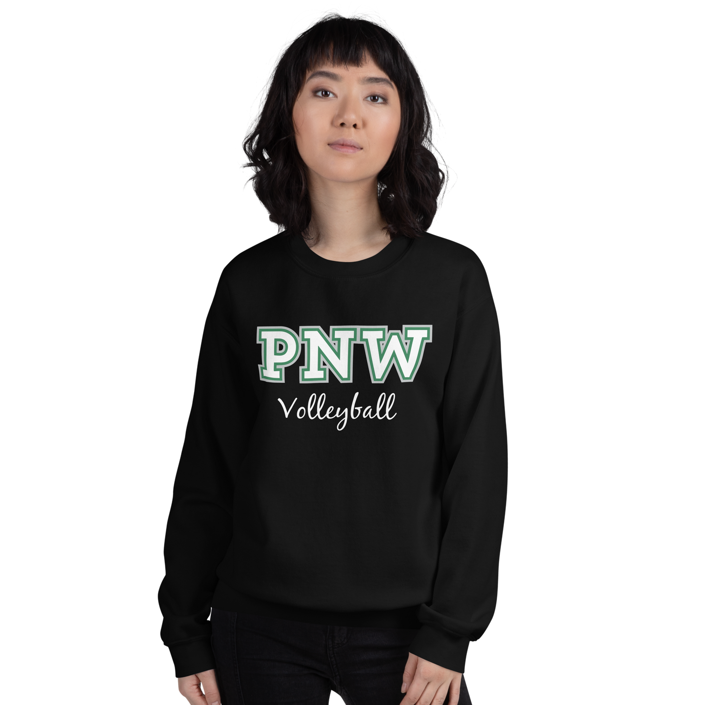 PNW Volleyball - Custom Coaches Black Unisex Fleece Raglan Crewneck Sweatshirt Logo 2