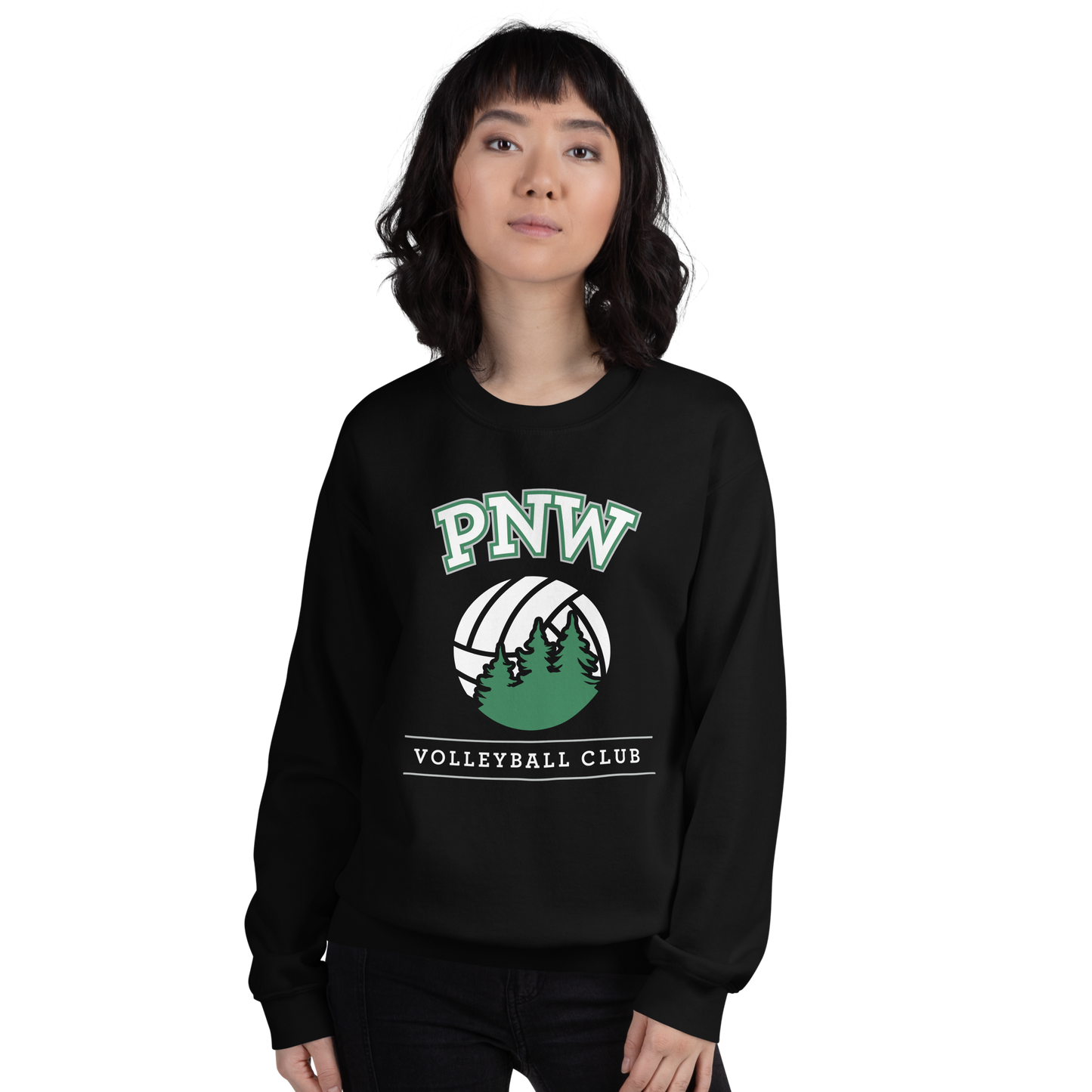 PNW Volleyball - Custom Coaches Black Unisex Fleece Raglan Crewneck Sweatshirt Logo 1