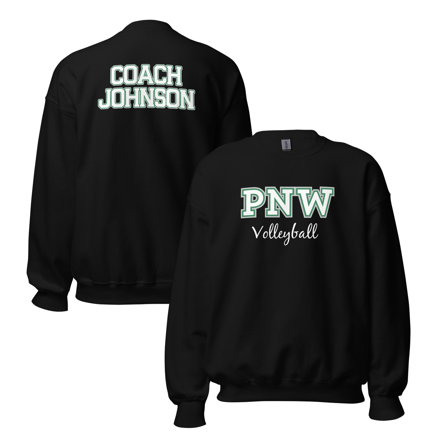 PNW Volleyball - Custom Coaches Black Unisex Fleece Raglan Crewneck Sweatshirt Logo 2
