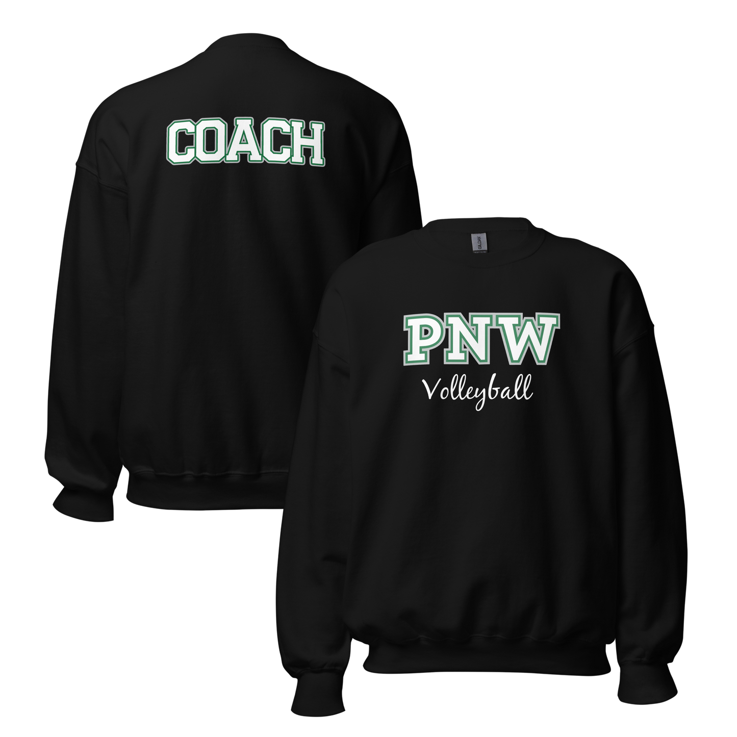 PNW Volleyball - Custom Coaches Black Unisex Fleece Raglan Crewneck Sweatshirt Logo 2