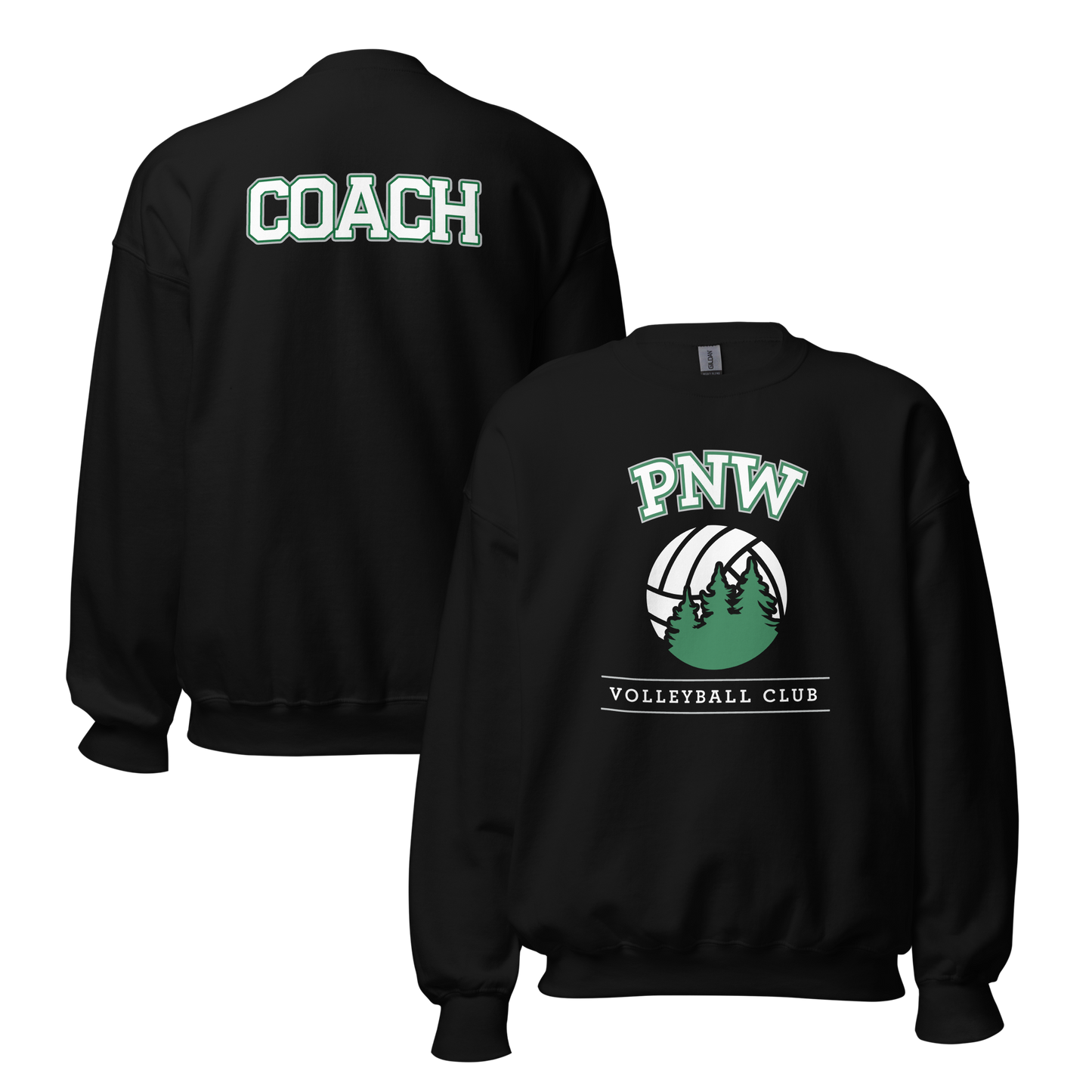 PNW Volleyball - Custom Coaches Black Unisex Fleece Raglan Crewneck Sweatshirt Logo 1
