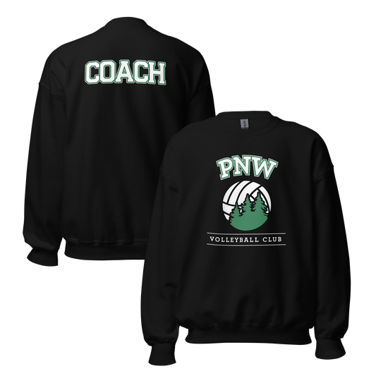 PNW Volleyball - Custom Coaches Black Unisex Fleece Raglan Crewneck Sweatshirt Logo 1