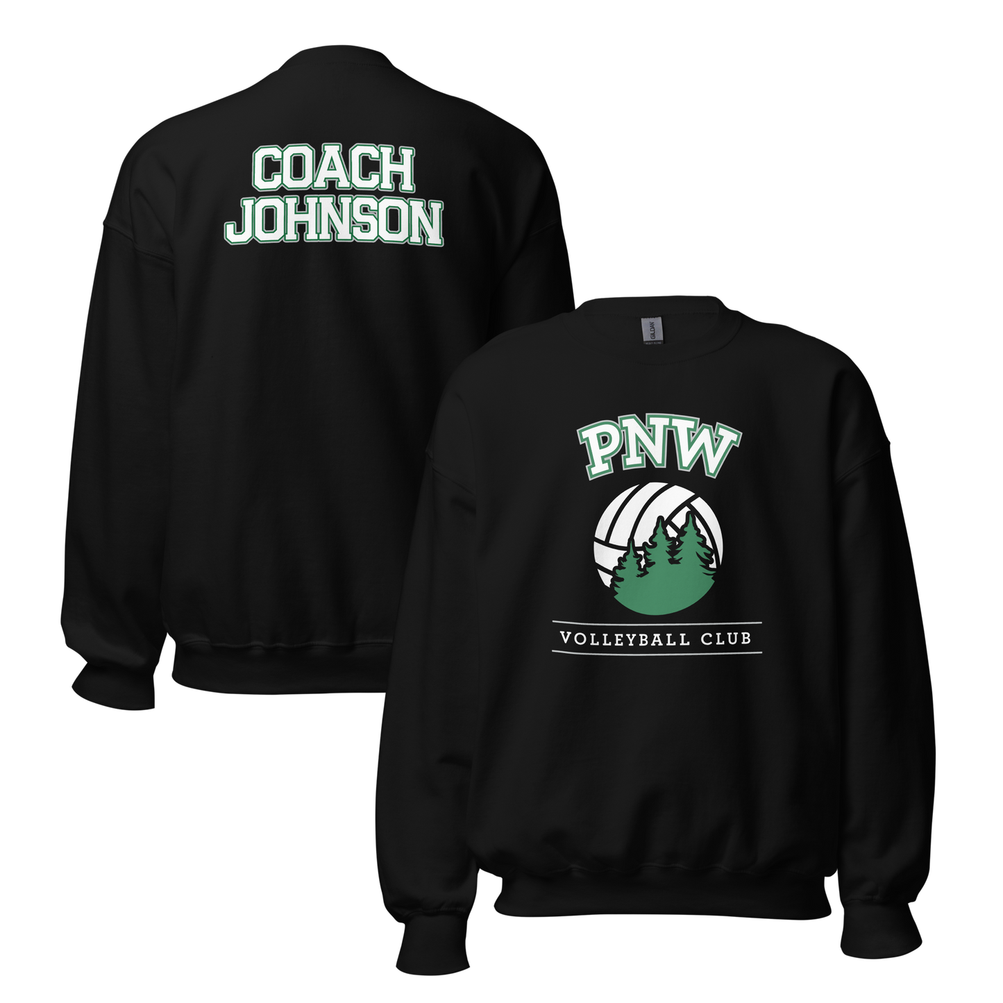 PNW Volleyball - Custom Coaches Black Unisex Fleece Raglan Crewneck Sweatshirt Logo 1