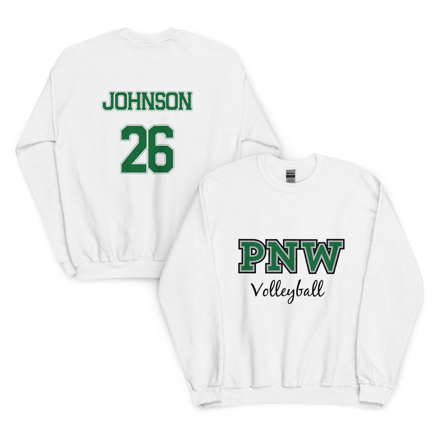 PNW Volleyball - Custom White Unisex Fleece Raglan Crewneck Sweatshirt