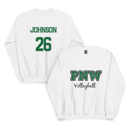 PNW Volleyball - Custom White Unisex Fleece Raglan Crewneck Sweatshirt