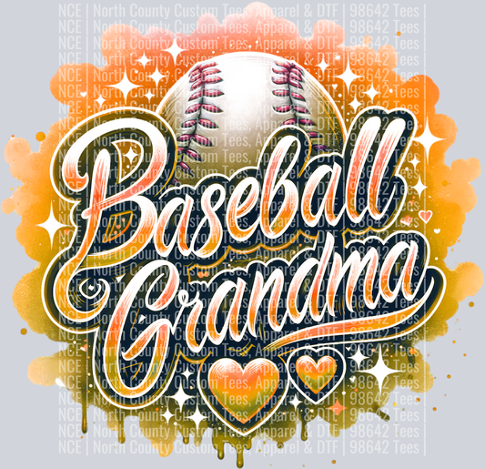 Baseball Grandma 2 Orange