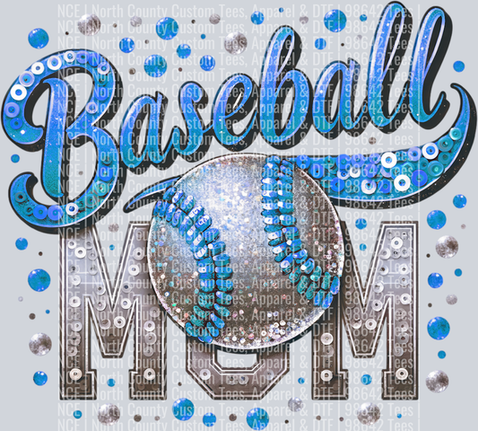 Baseball Mom 2 Lt Blue