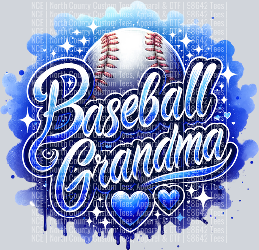 Baseball Grandma 2 Blue