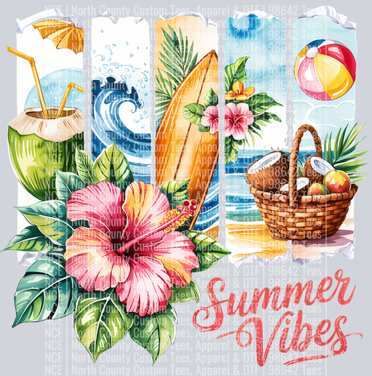 Retro Beach Summer Vibes Shirt PNG