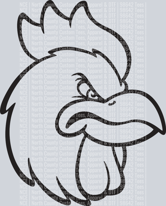 Rooster Mascot BW