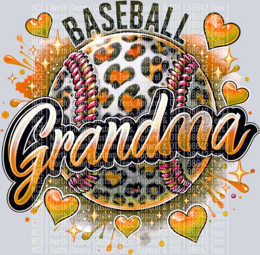 Baseball Grandma 1 Orange