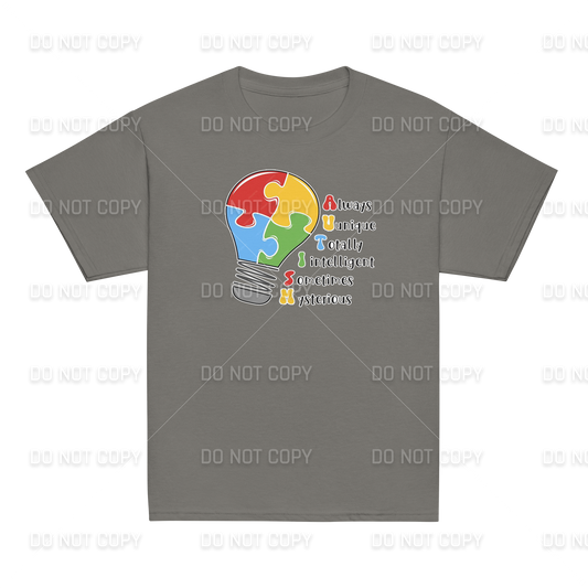 Autism Awareness - Autism Bulb T-Shirt - Youth & Adult Sizes