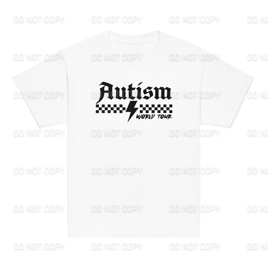 Autism Awareness - Autism World Tour T-Shirt - Black Text - Front & Back Printed - Youth & Adult Sizes